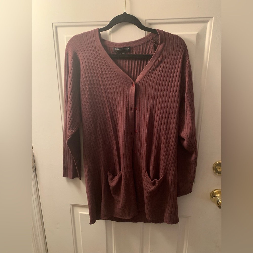 Metropolitan Burgundy Cardigan with Buttons Size S